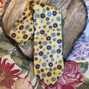 Vtg GJ CAHN Daisy Print Floral Silk Tie Makers To The Universe USA Made Textured